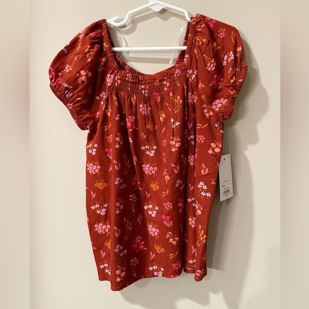 Jumping Beans Rust Floral Blouse